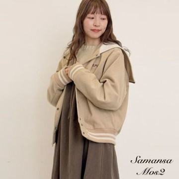 〚Samansa Mos2〛運動風兩穿帽拉鍊設計英文刺繡外套