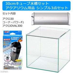 ３０ｃｍキューブ水槽セット アクアリウム用品シンプル３点（水槽