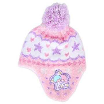 【震撼精品百貨】Little Twin Stars KiKi&LaLa 雙子星小天使 可愛球球保暖針織毛帽(星星)#84552 震撼日式精品百貨