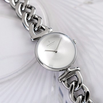 【限時加碼・贈原廠錶帶】現貨 ND手錶 Unika 獨特 28mm 月光銀殼×磨砂金屬面 月光銀鏈條錶帶 手鍊式錶帶 Nordgreen 北歐設計師手錶 UN28SICHSIBM 熱賣中!