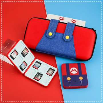 任天堂switch遊戲主機收納包雙層遊戲卡配件防摔硬殼保護收納小包 鑫弘-數碼配件