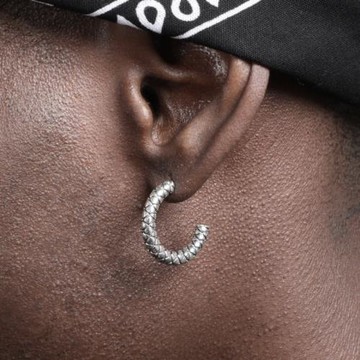 GRGR S925 純銀大耳釘男士嘻哈女同款高級感復古養耳洞朋克耳飾