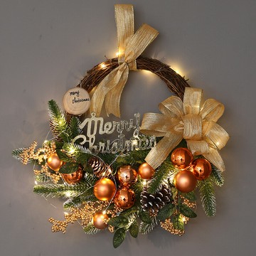 圣诞节装饰品圣诞花环40/50cm门挂墙挂藤圈酒店商场场景布置挂饰 99購物節