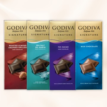 [快速出貨]收禮者自選口味【GODIVA】醇享系列巧克力磚 2 入組（牛奶巧克力磚／72%黑巧克力磚／海鹽黑巧克力磚／杏仁黑巧克力磚）