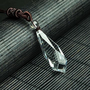 正品天然白水晶吊墜水晶靈擺掛墜白水晶項墜男士掛墜項墜1入