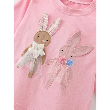 malwee女童長袖t恤春秋新款兒童洋氣好看小女孩圓領純棉打底上衣