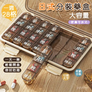 【大字印刷分裝藥盒】 一週七天分格設計 防潮密封藥盒 三餐吃藥提醒 ✨台灣出貨 健忘長輩專用 大字清晰 安全材質