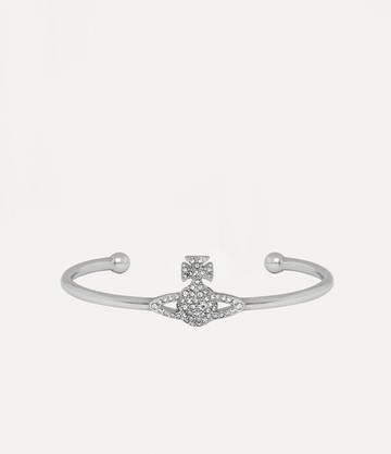 Vivienne Westwood Grace Bas Relief Open Bangle Silver Cubic Zirconia Women