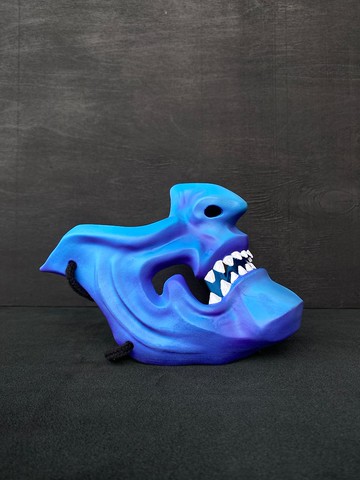 Blue Oni 半臉可穿戴 Mempo 面具，日本武士半面具，忍者