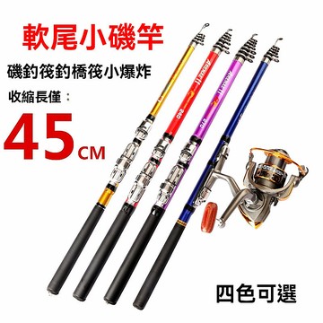 紅色軟尾磯短節釣竿 伸縮釣魚竿 迷你釣魚竿 定位導環磯竿 簡易釣魚器具 新手釣竿套組 台灣出貨 附發票