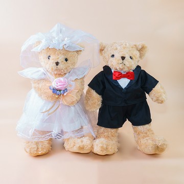 45公分婚紗泰迪熊 D 組 婚禮小熊 婚禮小物 可繡字 小熊家族 絨毛玩偶專賣店