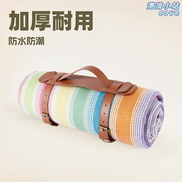 【加厚防水】野餐墊 防潮墊 戶外墊 露營墊 沙灘墊 草坪墊 野餐布 皮革綁帶 便攜易收納 野餐露營沙灘通用