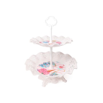 Maket Gamseong 派對裝飾擺盤架 2層  白色  1個  高度32cm + 底盤28cm + 頂盤20.5cm