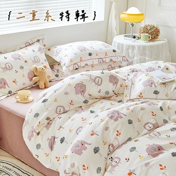 BELLE VIE 森林系 純棉雙層紗 床包被套四件組-加大;床包加高35cm (一般/獨立筒皆適用)