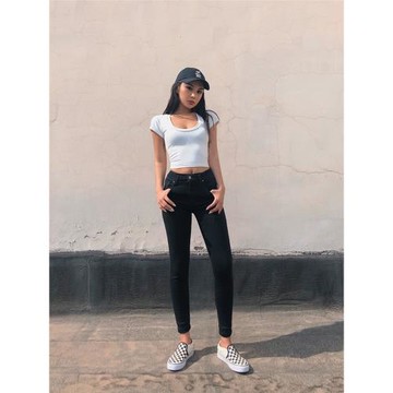 復古高腰牛仔褲女歐美彈力包臀緊身顯瘦提臀小腳褲長褲學生鉛筆褲