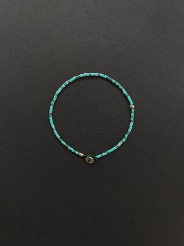 日系chic冷淡風綠色系極細復古做舊925銀扣手鏈 中性百搭疊戴單品