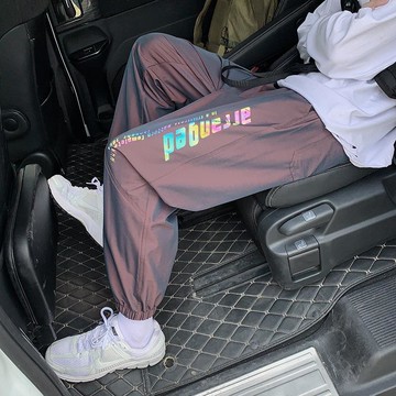 休閑褲男寬松大碼褲子潮牌痞帥反光束腳褲韓版潮流ins百搭工裝褲