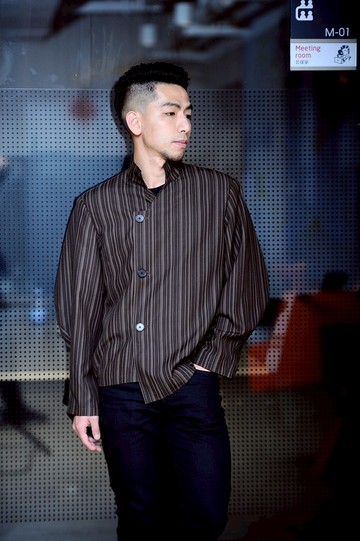 2019春季男款色織條紋香云紗外套 不不對稱設計 時尚減齡