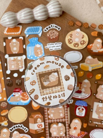 奶油鼠/野餐拍立得/7公分切膜紙膠帶/附離型紙