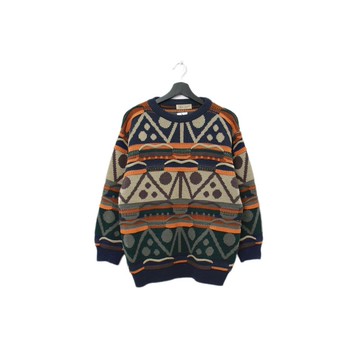 Back to Green-復古毛衣 圓領 幾何圖騰ws-58 vintage sweater