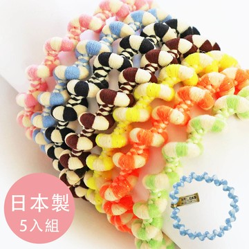 日本 Melody Accessory - 專利安心耐用彩色波浪髮圈(5入組)-單色-水藍