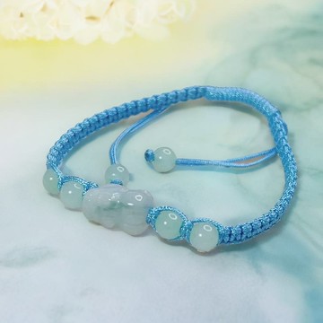 飄花翡翠貔貅編織手鍊 | 天然緬甸玉A貨翡翠 | 送禮