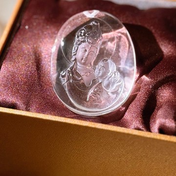 送子觀音白水晶雕刻丨家宅保護備孕求子家庭正緣丨彌雅原創設計