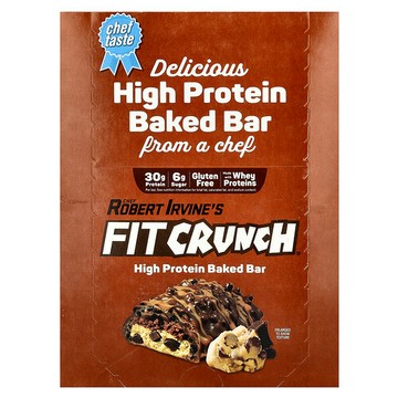 FITCRUNCH, 高蛋白烘焙零食棒，巧克力碎曲奇面團，12 根，每根 3.1 盎司（88 克）