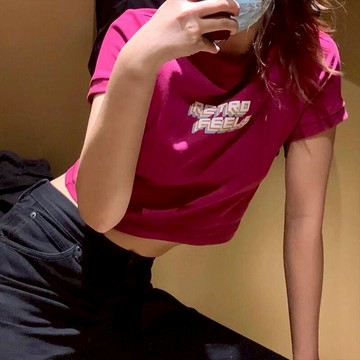 復古美式短袖t恤女夏季年新款辣妹設計感高腰露臍短款bm上衣