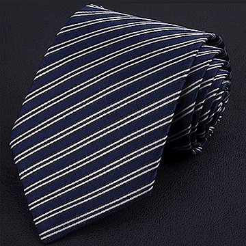 拉福   雙藍斜8CM寬版領帶拉鍊領帶(兒童)