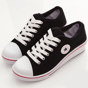 [韓國KW美鞋館]現貨39碼MIT台灣製素色楔型厚底增高休閒鞋(帆布鞋/娃娃鞋/樂福鞋/休閒鞋)