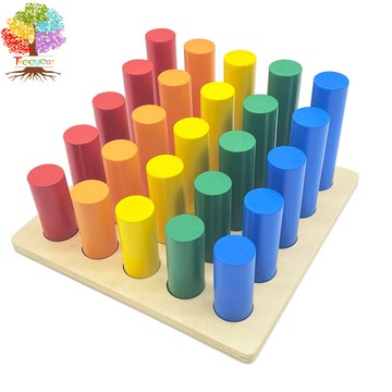 【樹年】蒙氏蒙特梭利早教教具感官圓柱體階梯兒童高低顏色認知教玩具木制幼稚園教具