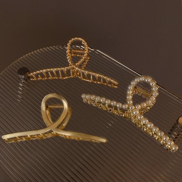 金屬抓夾女網紅發夾氣質后腦勺盤發鯊魚夾子頭飾韓國珍珠發卡發抓