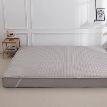 純棉絎縫固定帶家庭床墊 灰色 270 x 200 公分  270 x 200 cm