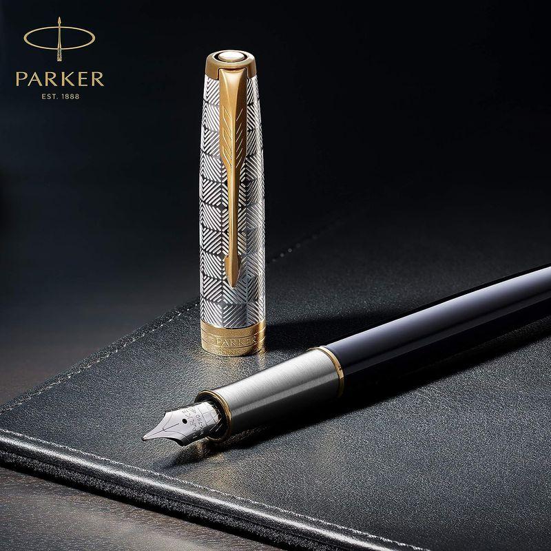 PARKER パーカー公式 ソネット プレミアム 万年筆 M 中字 高級 ブランド ギフト ペン先 18金 メタルブラックGT 21197