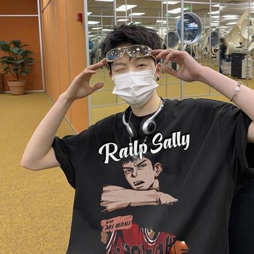 灌籃高手短袖t恤男夏季2024新款純棉上衣ins潮牌卡通印花男生半袖