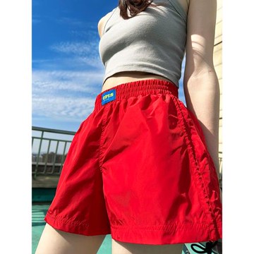 夏季紅色速干跑步短褲女薄款韓版A字寬松休閑闊腿褲透氣健身熱褲