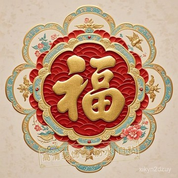 新中式2025年花瓣圓形福如東海好寓意客廳入戶門口臥室家用牆上貼