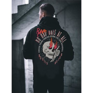 朋克美式復古重金屬搖滾樂隊套頭衛衣寬松刺繡徽章骷髏頭拉鏈連帽