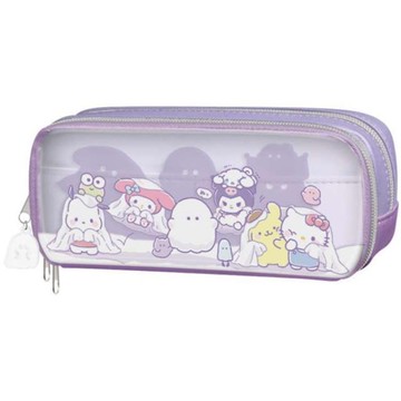 小禮堂 Sanrio 三麗鷗 x 小幽靈 聯名 皮質方形多功能筆袋 (大集合)
