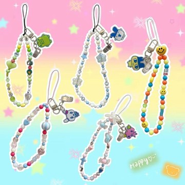 台灣出貨🌸塔麻可吉 拓麻歌子 鑰匙圈吊飾 包包掛飾 交換禮物 新款可愛卡通拓麻歌子糖果色串珠手機鏈尼龍手機掛繩包包掛件