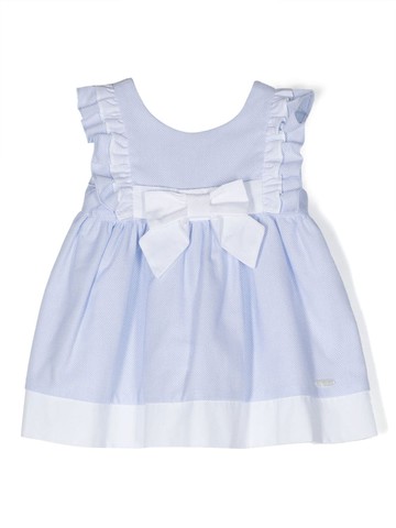 Patachou - ruffled bow-detail dress - kids - Cotton/Cotton/Elastane - 1 - Blue