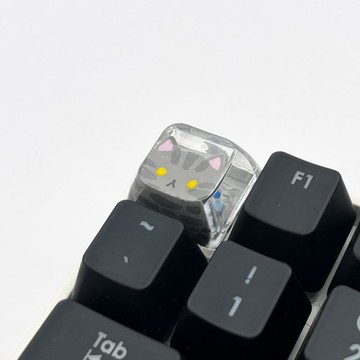 XDA 鍵帽 虎斑貓 黃眼 (水晶透明)