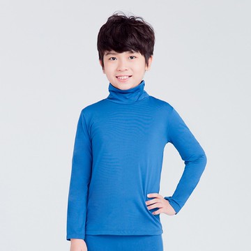 MIT溫灸刷毛高領發熱衣(翡翠藍 童70-150)