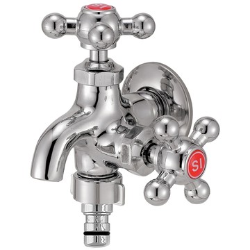 S.I. Metal 十字雙出口分離式熱水水龍頭  1個  108 x 123~127 mm