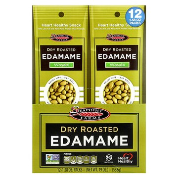 Seapoint Farms, 乾烤日本青豆，芥末味，12 袋，每袋 1.58 盎司（45 克）