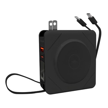 amuok 艾默克 7合1無線充行動電源 15W大功率MagSafe磁吸摺疊收納插角設計  BS-NC10K  黑色