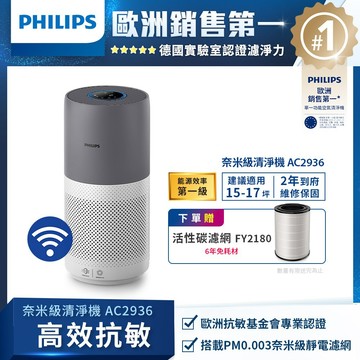 【PHILIPS飛利浦】AC2936/86 奈米級空氣清淨機_贈濾網