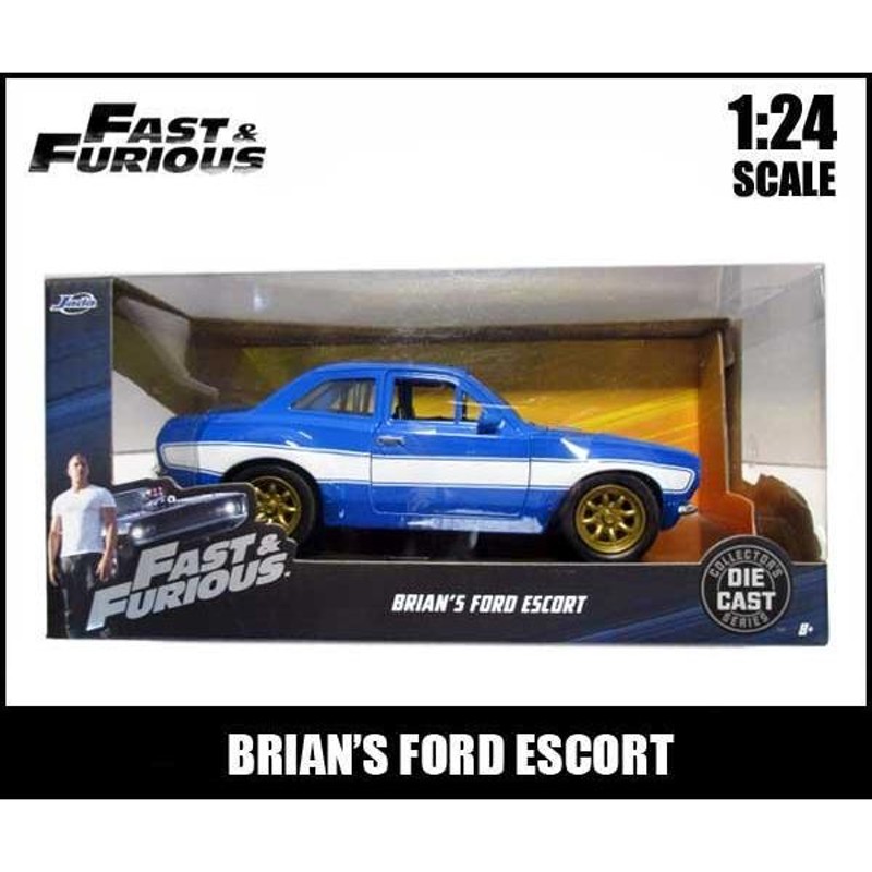 1/24 ワイルドスピード 箱入り ミニカー BRIAN's FORD ESCORT ブルー