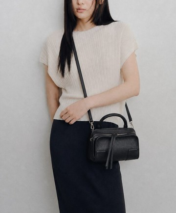 supportingrole簡約質感黑手提肩背斜背三用輕奢牛皮波士頓包